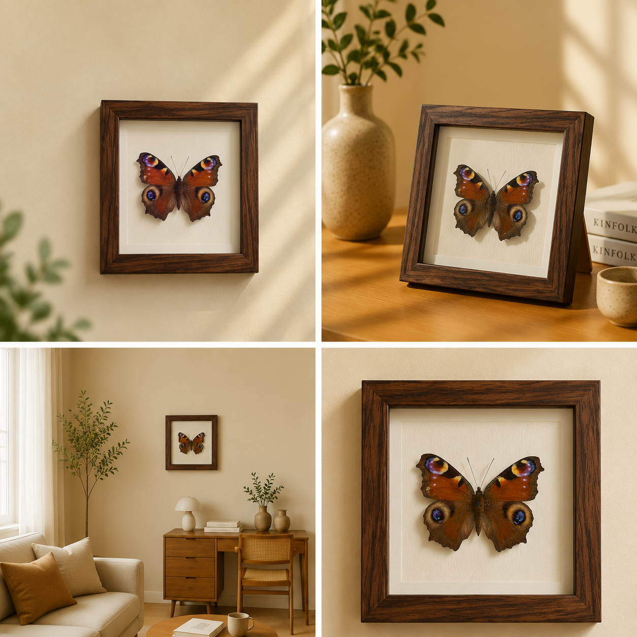 Aglais io Handmade Butterfly Specimen Frame Nordic Minimalist Home Decor