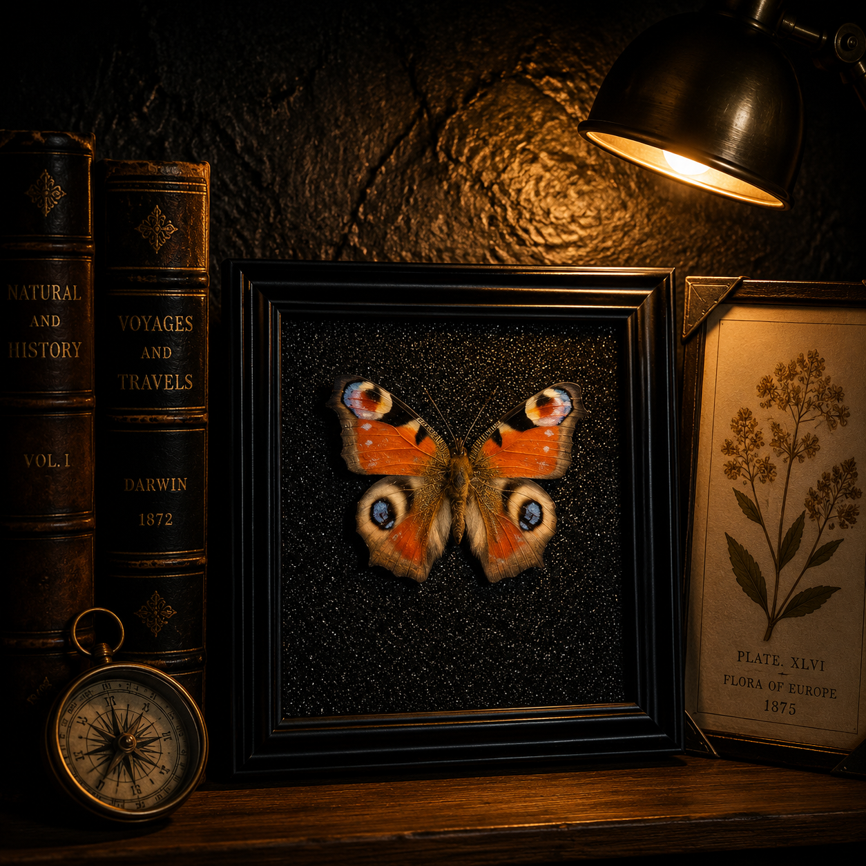 Aglais io Handmade Butterfly Specimen Frame Vintage Collection Home Decoration