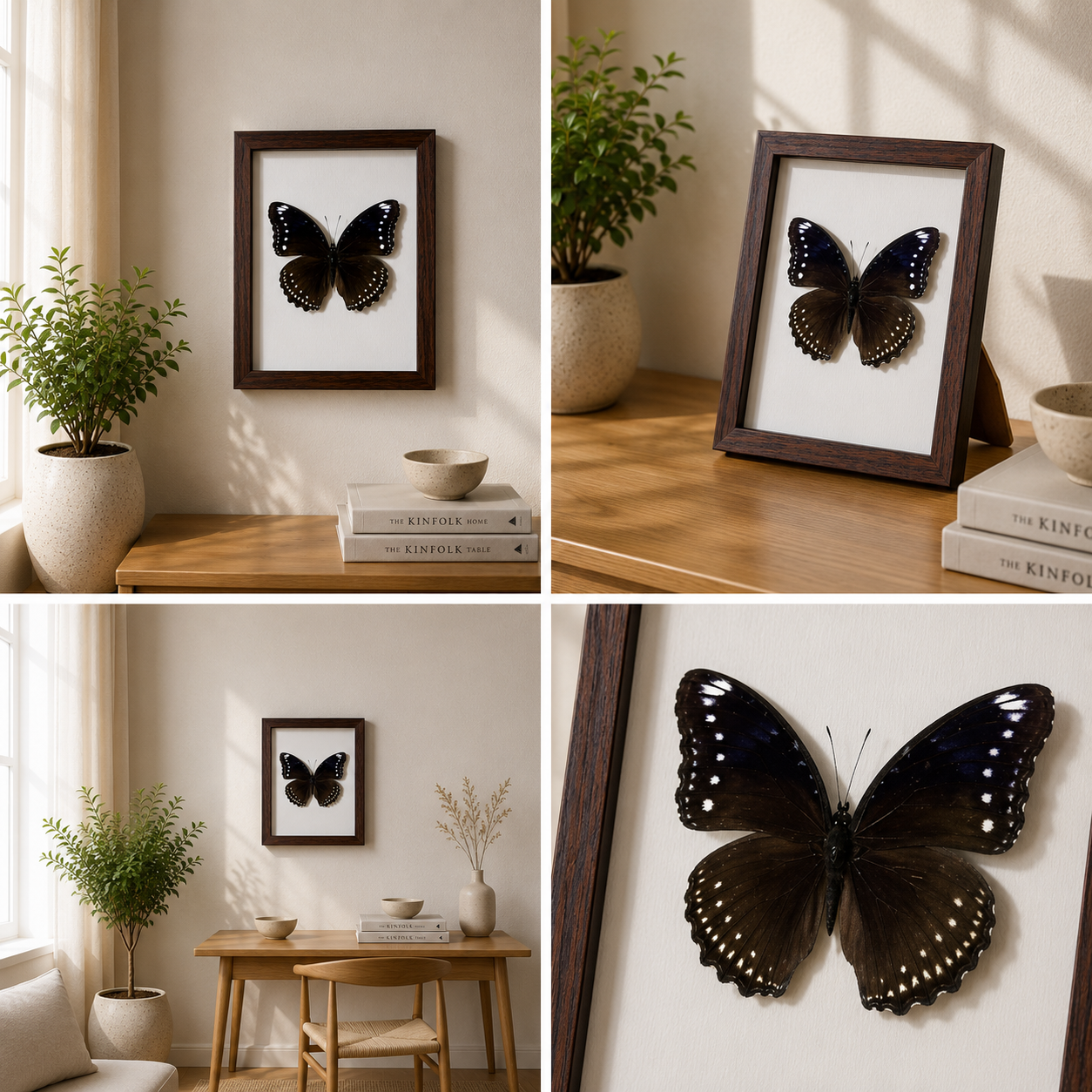 Hypolimnas bolina,female Handmade Butterfly Specimen Frame Nordic Minimalist Home Decor