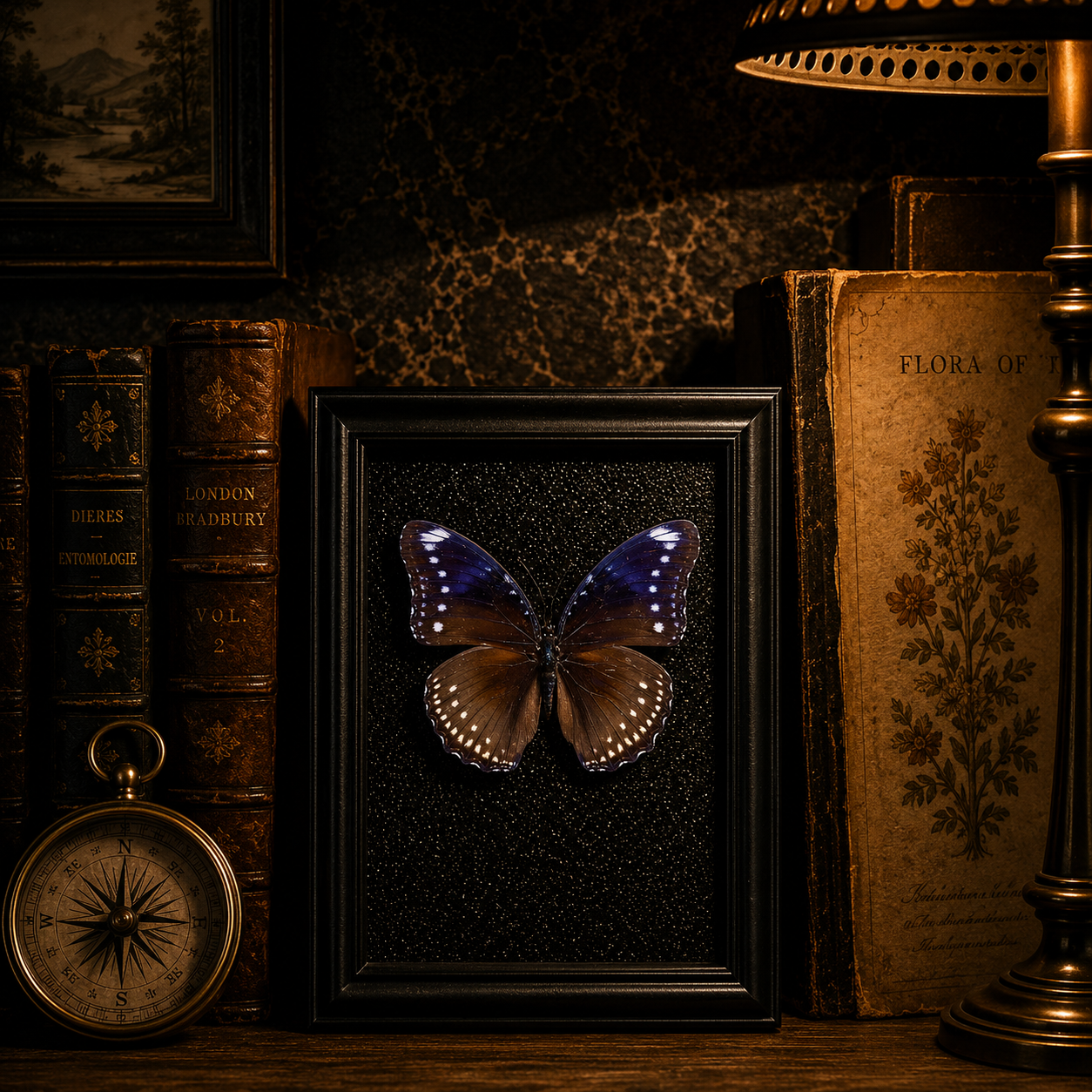 Hypolimnas bolina,female Handmade Butterfly Specimen Frame Vintage Collection Home Decoration
