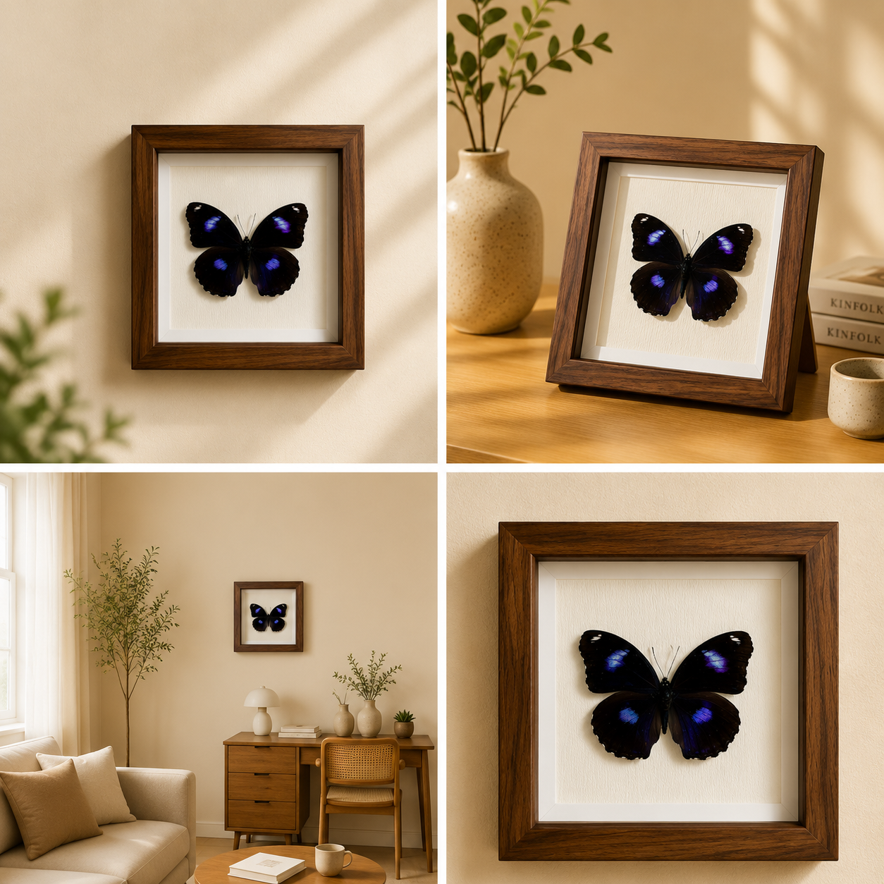Hypolimnas bolina,male Handmade Butterfly Specimen Frame Nordic Minimalist Home Decor