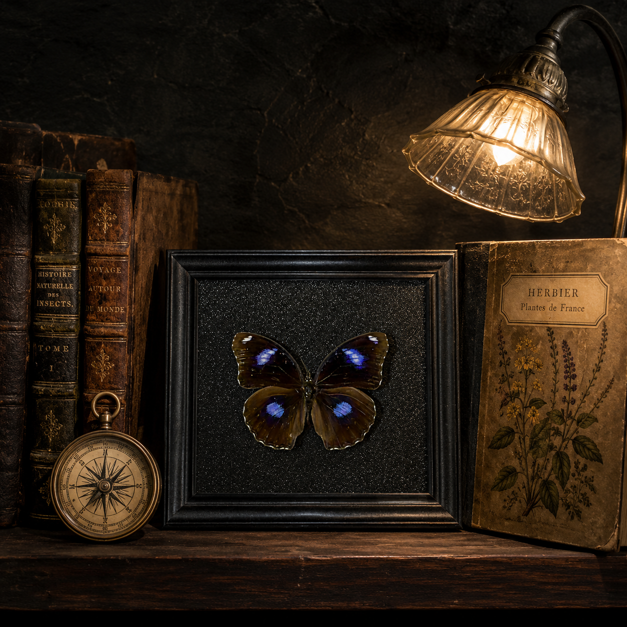 Hypolimnas bolina,male Handmade Butterfly Specimen Frame Vintage Collection Home Decoration