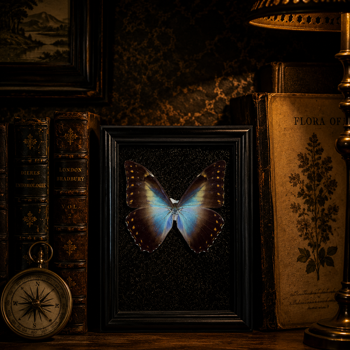 Morpho telemachus Handmade Butterfly Specimen Frame Vintage Collection Home Decoration