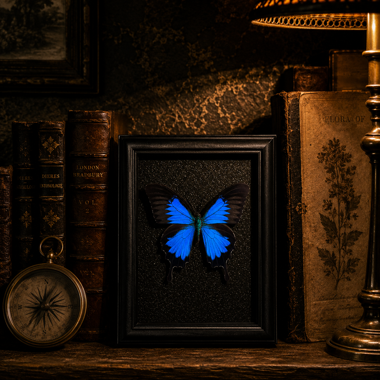 Papilio ulysses Handmade Butterfly Specimen Frame Vintage Collection Home Decoration